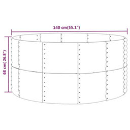 Berkfield Durable Garden Planter Silver 140X140X68 Cm Powder-Coated Steel - thumbnail 4