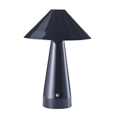Happy Homewares Gloss Black Rechargeable Touch Dimmable Table Lamp With Matching Metal Shade - image 1