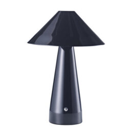 Happy Homewares Gloss Black Rechargeable Touch Dimmable Table Lamp With Matching Metal Shade - thumbnail 1