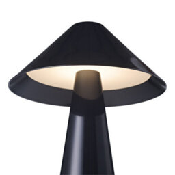 Happy Homewares Gloss Black Rechargeable Touch Dimmable Table Lamp With Matching Metal Shade - thumbnail 2