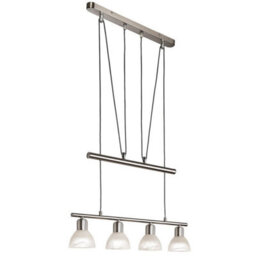 Luminosa Lighting Luminosa Daytona Bar Pendant Ceiling Light Nickel Matt Alabaster Optic Glass Shade 4X E14 3000K - thumbnail 1