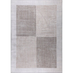 Livabliss Lustro-Modern Grey Beige Off-White Graphic Living Dining Bedroom Rug 160 X 220 Cm Easy Care, Non Shedding - thumbnail 1