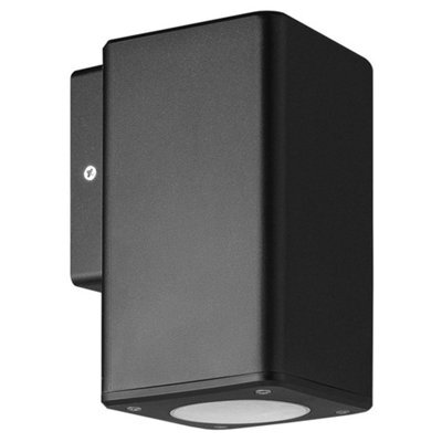 Pro elec Outdoor Square Wall Mounted Gu10 Led Downlight Ip44 Garden Light - Black - image 1