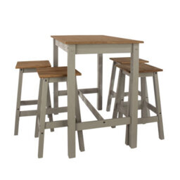 Core Products Corona Breakfast Table & 4 High Stool Set, Linea Grey Waxed Pine H100.0Cm X W100.0Cm X L64.0Cm - thumbnail 4