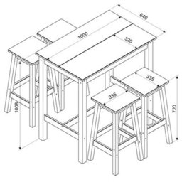 Core Products Corona Breakfast Table & 4 High Stool Set, Linea Grey Waxed Pine H100.0Cm X W100.0Cm X L64.0Cm - thumbnail 7