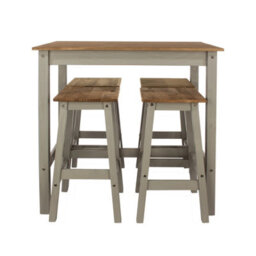 Core Products Corona Breakfast Table & 4 High Stool Set, Linea Grey Waxed Pine H100.0Cm X W100.0Cm X L64.0Cm - thumbnail 2