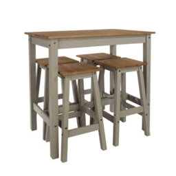 Core Products Corona Breakfast Table & 4 High Stool Set, Linea Grey Waxed Pine H100.0Cm X W100.0Cm X L64.0Cm - thumbnail 3
