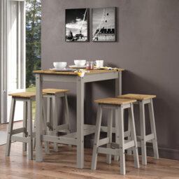 Core Products Corona Breakfast Table & 4 High Stool Set, Linea Grey Waxed Pine H100.0Cm X W100.0Cm X L64.0Cm - thumbnail 8