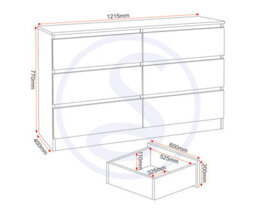 Seconique Malvern 6 Drawer Chest Black Recessed Handles - thumbnail 8