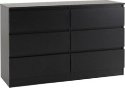 Seconique Malvern 6 Drawer Chest Black Recessed Handles - thumbnail 1