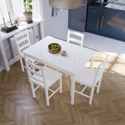 Lassic Vida Designs Yorkshire White Solid Pine 4 Seater Dining Set With 4 Chairs - thumbnail 6