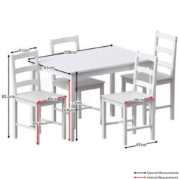 Lassic Vida Designs Yorkshire White Solid Pine 4 Seater Dining Set With 4 Chairs - thumbnail 2
