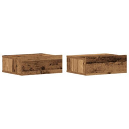 Berkfield Floating Nightstands 2 Pcs Old Wood 40X32X15 Cm Engineered Wood - thumbnail 2