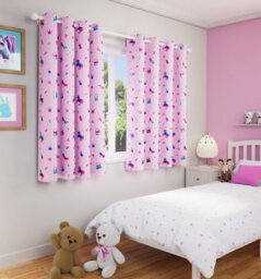 Enhanced Living Charm Room Darkening Thermal Pink Metallic Print Kid's Eyelet Curtains (Pair) 46 X 72 Inch (117X183Cm)