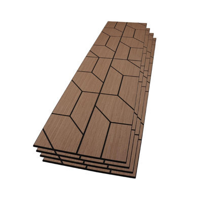 Wvh Walnut Trapeze Geometric Wood Veneer Acoustic Felt Backing Decorative Sound-Absorbing Solution For Homes, Offices, And Studios - image 1