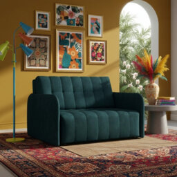 Viva Grand Ii Upholstered Sofa Bed Sleeping Function Storage Wooden Legs 85 125 98 Cm Turquoise - thumbnail 1