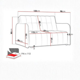 Viva Grand Ii Upholstered Sofa Bed Sleeping Function Storage Wooden Legs 85 125 98 Cm Turquoise - thumbnail 5