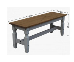 "Mercers Furniture Corona Grey Wax 4'0"" Dining Bench Long Seating Solid Wood Pine Wooden Kitchen Hallway" - thumbnail 2