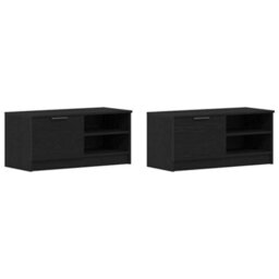 Berkfield Modern Tv Cabinet 2 Pcs Black Oak 80X35X36,5 Cm Engineered Wood - thumbnail 1