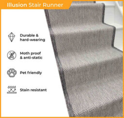 Illusion Stair Runner - Reversible, Durable & Hardwearing Carpet For Stairs & Staircases, Multiple Lengths - thumbnail 3