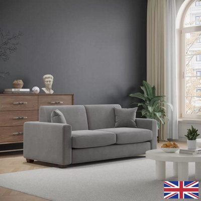 Lucas Dark Grey Fabric Sofa Bed 3 Seater To Large Double, Plush Chenille, Memory Foam Mattress, Solid Wood Frame - image 1