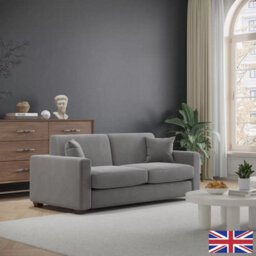 Lucas Dark Grey Fabric Sofa Bed 3 Seater To Large Double, Plush Chenille, Memory Foam Mattress, Solid Wood Frame - thumbnail 1