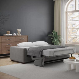 Lucas Dark Grey Fabric Sofa Bed 3 Seater To Large Double, Plush Chenille, Memory Foam Mattress, Solid Wood Frame - thumbnail 3