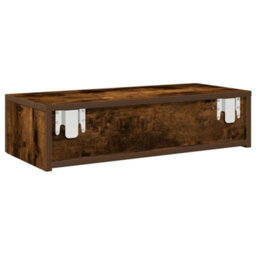 Berkfield Durable Wall Shelf With Drawers Smoked Oak 60X26.5X15 Cm Engineered Wood - thumbnail 6