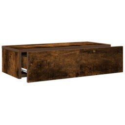 Berkfield Durable Wall Shelf With Drawers Smoked Oak 60X26.5X15 Cm Engineered Wood - thumbnail 7