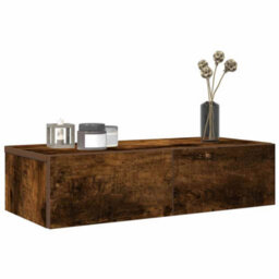 Berkfield Durable Wall Shelf With Drawers Smoked Oak 60X26.5X15 Cm Engineered Wood - thumbnail 2