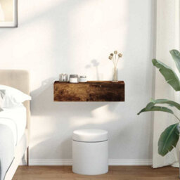 Berkfield Durable Wall Shelf With Drawers Smoked Oak 60X26.5X15 Cm Engineered Wood - thumbnail 3