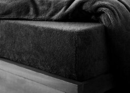 Kampala Hill Teddy Fleece Fitted Sheet Sherpa Bed Sheets Black