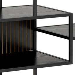 Wyld Haus Paris Wide Black Metal Bookcase 4 Shelves, Ash Black Melamine, 1140X350X780mm - thumbnail 7
