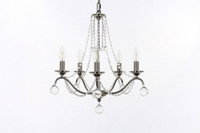 Luminosa Lighting Luminosa Neva 5 Light Bright Nickel 5 Arm Chandelier