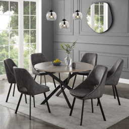 Home Detail Rico 120Cm Round Concrete Effect Dining Table Black Legs - thumbnail 6