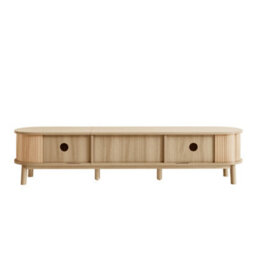 Matteo Rustic Tv Stand - 170Cm Wide Media Unit With Natural Wood Doors & Rattan Drawers For Living Room Storage - thumbnail 6