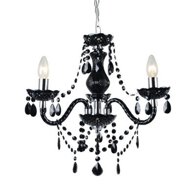 First Choice Lighting Black And Chrome Marie Therese Style 3 X 40W Chandelier - image 1