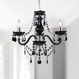 First Choice Lighting Black And Chrome Marie Therese Style 3 X 40W Chandelier - thumbnail 2