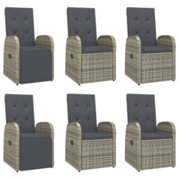 Berkfield 7 Piece Garden Dining Set Grey Poly Rattan&solid Wood Acacia - thumbnail 4