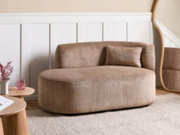 Beliani Right-Hand Chaise Longue Vanvey Corduroy Sand Beige - thumbnail 2