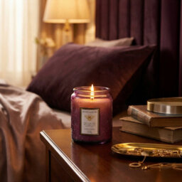 Darphe Purple Embossing Glass Cup Soy Wax American Coffee Scented Candle With Lid, 7Cm (Dia.) X 9Cm (H)