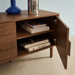 Sweeek - Vintage Walnut Wood Effect Tv Stand With 3 Doors 150X45X52 Cm - Juliana - thumbnail 7