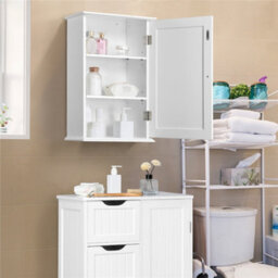 Yaheetech White Wall Mounted Cabinet Storage With 3 Tiers Adjustable Shelf - thumbnail 8