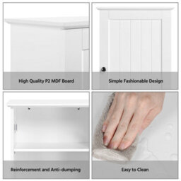 Yaheetech White Wall Mounted Cabinet Storage With 3 Tiers Adjustable Shelf - thumbnail 6