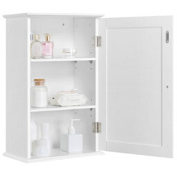 Yaheetech White Wall Mounted Cabinet Storage With 3 Tiers Adjustable Shelf - thumbnail 3