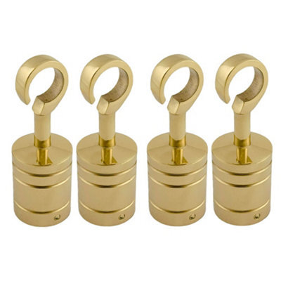 Ropeservices Uk 4 X 36mm Polished Brass Decking Rope Hook Fittings Fixings Barrier Set - image 1