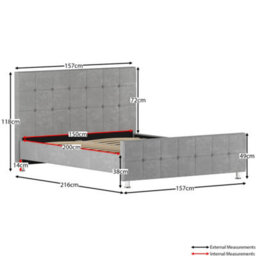 Lassic Vida Designs Valentina Light Grey Velvet Ukfr 5Ft King Size Bed Frame, 200 X 150Cm - thumbnail 8