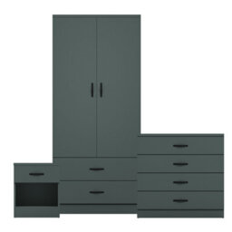 Lassic Vida Designs Riano 3 Piece Bedroom Set (1 Drawer Bedside Chest, 4 Drawer Chest, 2 Door 2 Drawer Wardrobe), Green - thumbnail 8