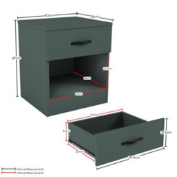 Lassic Vida Designs Riano 3 Piece Bedroom Set (1 Drawer Bedside Chest, 4 Drawer Chest, 2 Door 2 Drawer Wardrobe), Green - thumbnail 5
