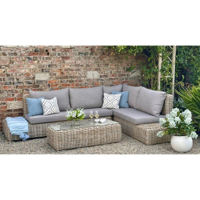 Wyld Haus Costa Wicker Outdoor Large Corner Sofa Set With Glass-Top Coffee Table - image 1
